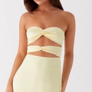 Peppermayo Yellow Strapless Bodycon Dress for Night Out